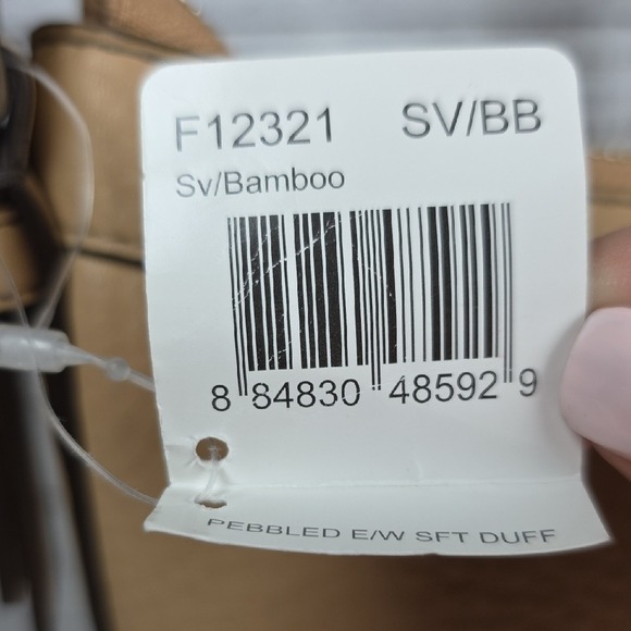 COACH F12321 MADISON BAG TAN BROWN BAMBOO PEBBLED DUFFLE BOHO HOBO PURSE - Picture 9 of 16